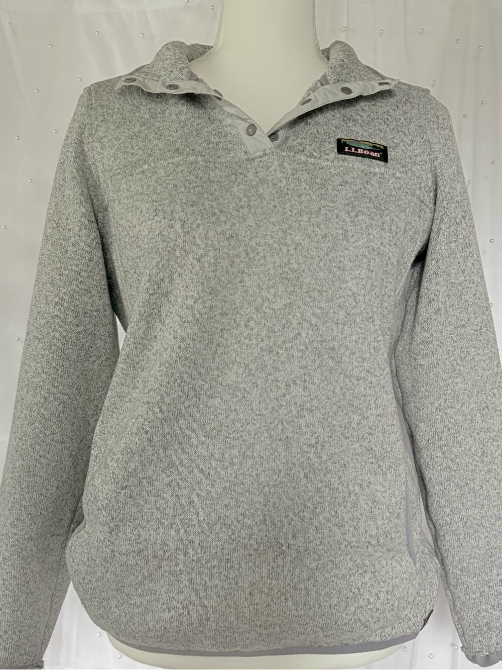 L.L. Bean Heather Gray Snap-Front Pullover Hoodie